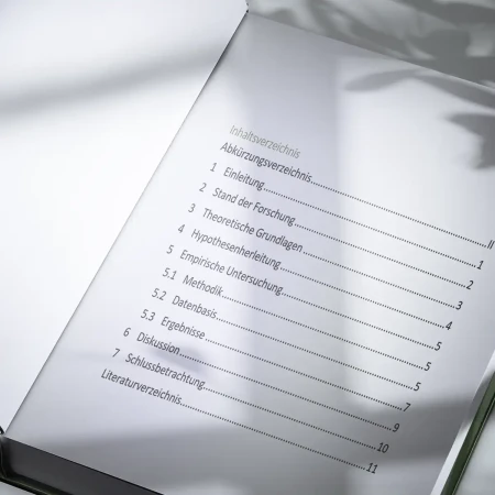 Buch offen mit Inhaltsverzeichnis